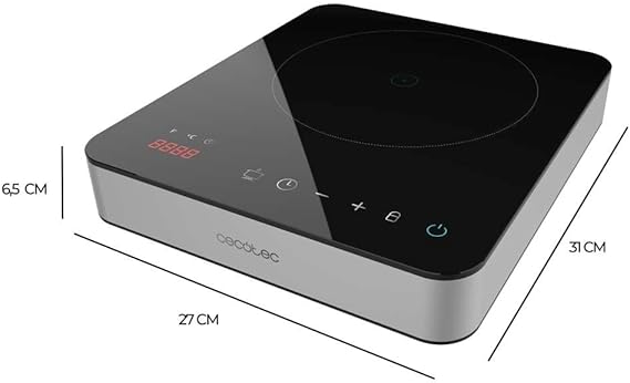 Cecotec Placa de Inducción Portátil 1 Fuego Full Magma Single. 2000W